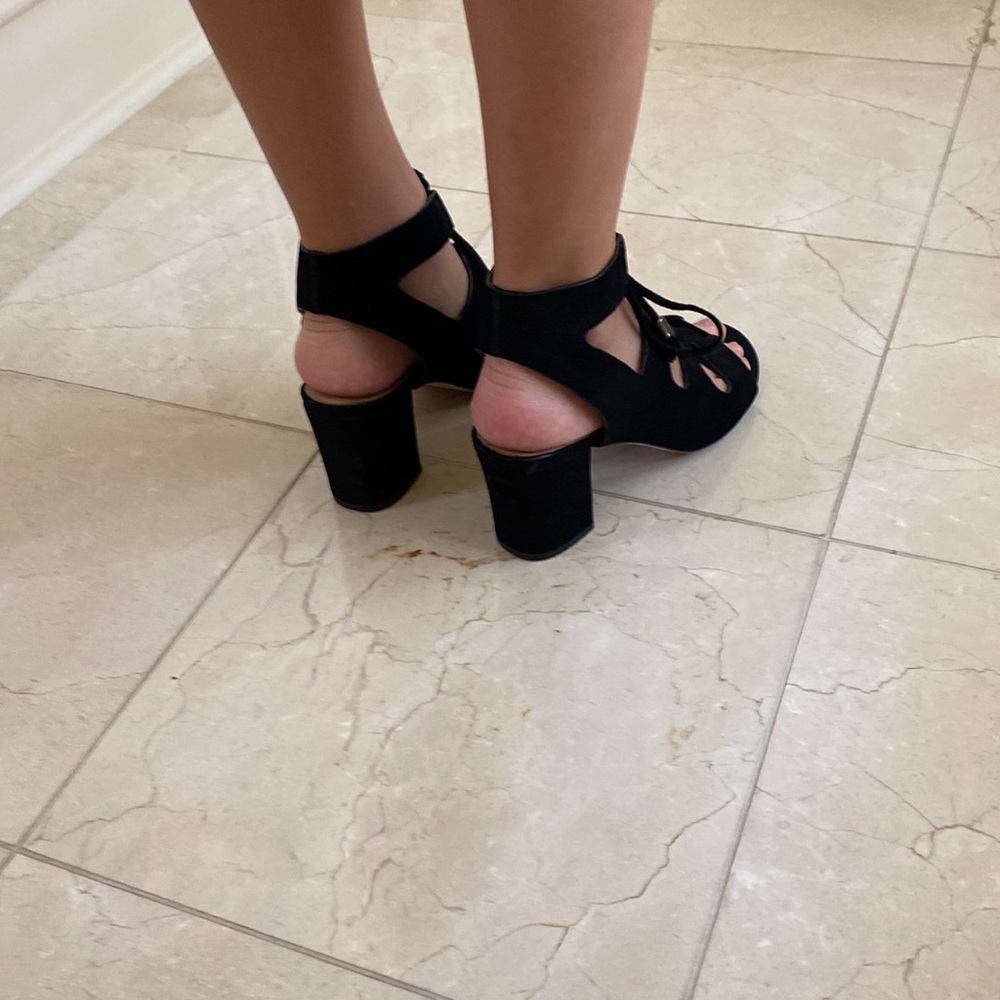 Black suede dress sandals with 3” heel - genuine leather- Antonio Melani - NWOB